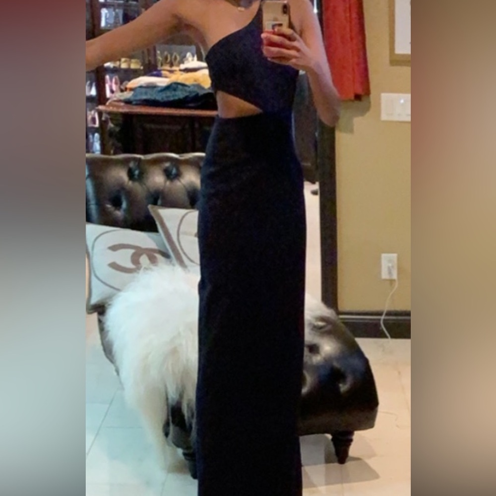 cinq a sept Navy One-Shoulder Cutout Maxi Dress